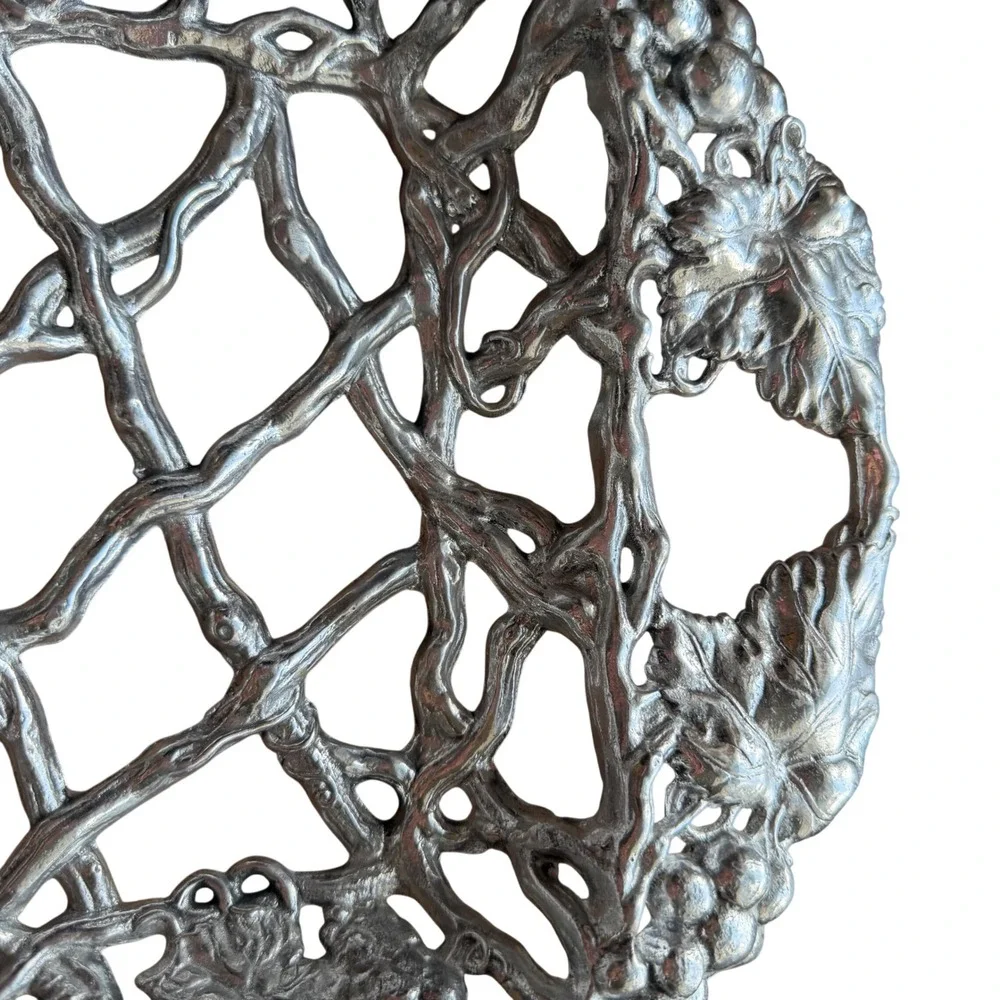 Arthur Court Grapevine Aluminum Serving Tray Openwork Lattice‎ Grape Vine Design